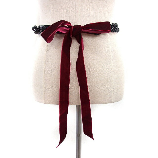 【中古】未使用品 ジェイクルー J.CREW タグ付き リボン ベルト チェーン ベロア ONE ボルドー /NT26 レディース 【ベクトル 古着】 251003