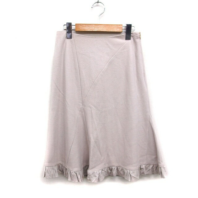 【中古】ストロベリーフィールズ STRAWBERRY-FIELDS フレアスカート ミディ丈 レギュラー丈 フリル 無地 ウール ベージュ /FT3 レディース 【ベクトル 古着】 250929