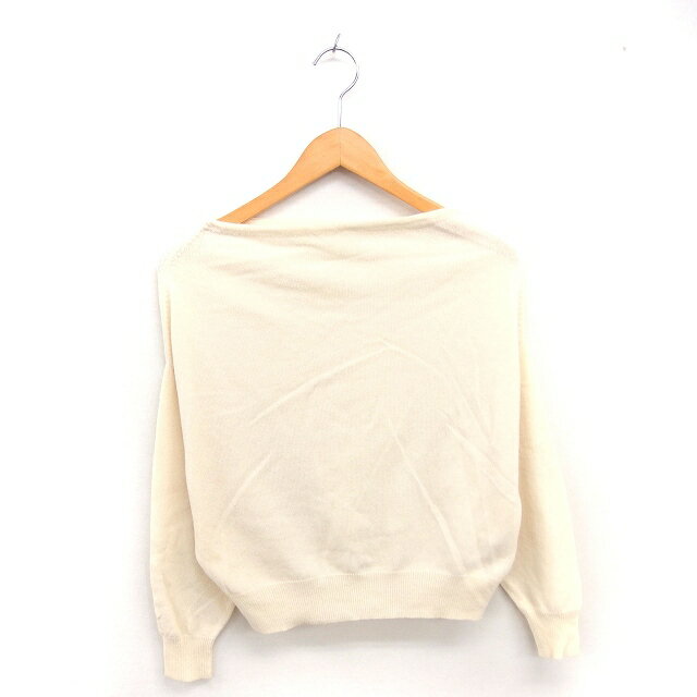 【中古】未使用品 ストロベリーフィールズ STRAWBERRY-FIELDS タグ付き ニット セーター ボートネック ドロップショルダー ウール 長袖 2 クリームイエロー /TT レディース 【ベクトル 古着】 251002