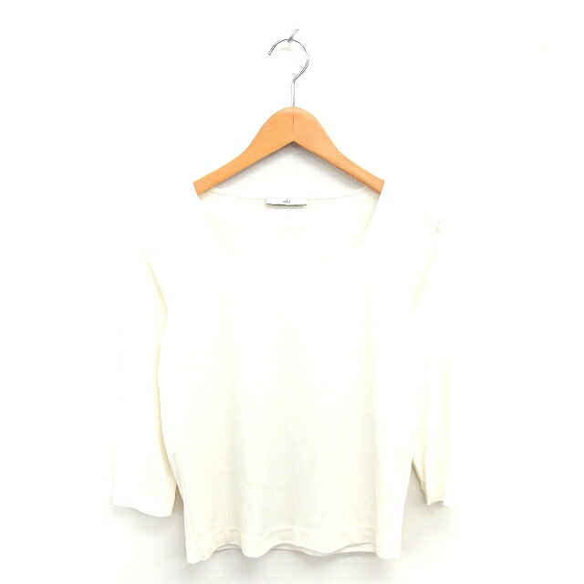 【中古】ダブルビー モガ WB MOGA カットソー スクエアネック 無地 シンプル 七分袖 2 クリームイエロー /TT レディース 【ベクトル 古..