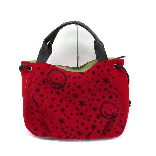 【中古】ホコモモラデシビラ Jocomomola de Sybilla ハンドバッグ ジップ フロントプリント レッド 赤 /KT4 レディース 【ベクトル 古着】 251030