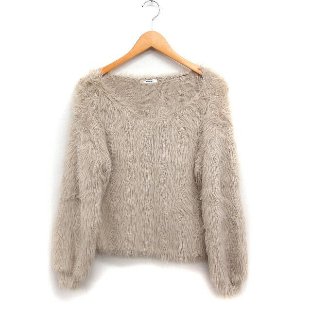 【中古】ムルーア MURUA シャギー ニット セーター 長袖 Vネック 無地 F ベージュ /FT29 レディース 【ベクトル 古着】 251107