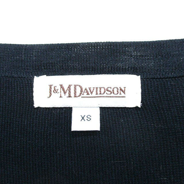 【中古】ジェイ&エムデヴィッドソン J&M Davidson カーディガン 五分袖 Vネック コットン シンプル XS ネイビー 紺 /KT23 レディース 【ベクトル 古着】 251103