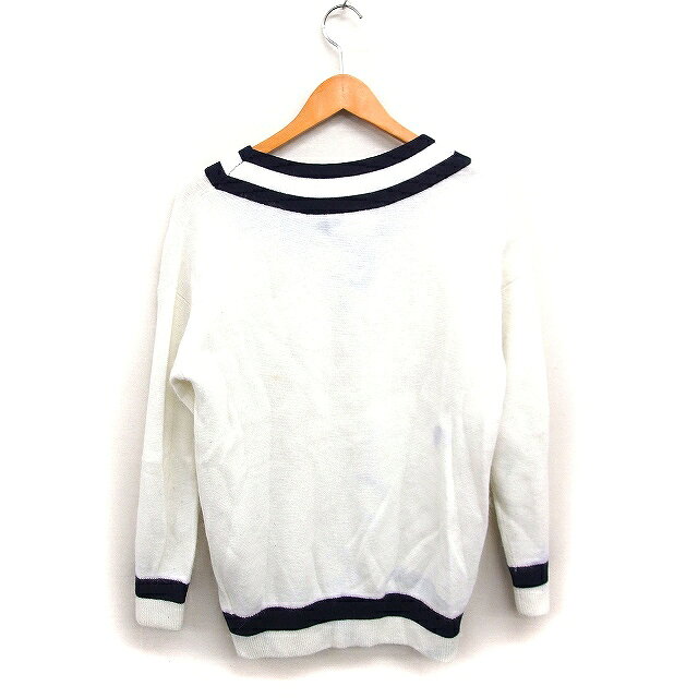【中古】ミラオーウェン Mila Owen Vネック ニット セーター 長袖 配色ライン アンゴラ混 F ホワイト 白 /FT42 レディース 【ベクトル 古着】 260307 auc-vector-20769475 ブランド古着の買取販売ベクトル サンプル画像2