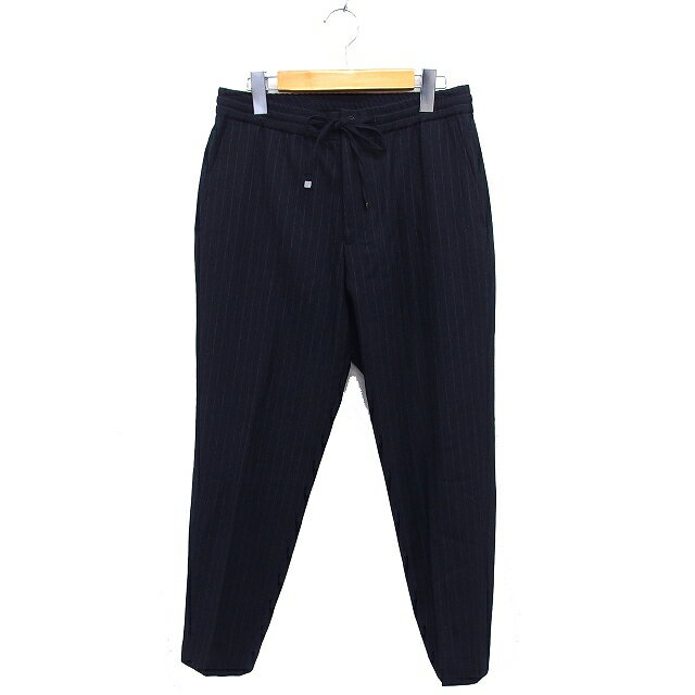 モリス＆サンズ MORRIS＆SONS ストライプ ウール テーパード イージーパンツ ドローストリング 2 紺 ネイビー /NT19 メンズ  260325