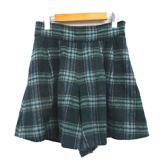 ボンメルスリー BON MERCERIE キュロット パンツ ウール チェック 38 グリーン 緑 /KT9 レディース  260430