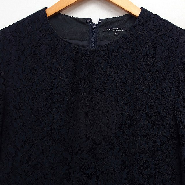 【中古】23区 オンワード樫山 切替 フレア ワンピース 7分袖 ロング丈 レース 40 ネイビー 紺 /FT36 レディース 【ベクトル 古着】 260625 auc-vector-21042308 ブランド古着の買取販売ベクトル サンプル画像3