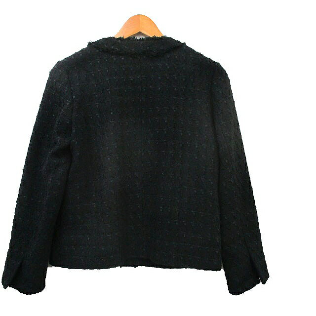 【中古】ロペピクニック ROPE Picnic ノーカラージャケット ツイード フリンジ 38 ブラック 黒 /KT21 レディース 【ベクトル 古着】 260624 auc-vector-21039637 ブランド古着の買取販売ベクトル サンプル画像2