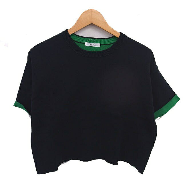 【中古】ミラオーウェン Mila Owen カットソー 配色ニット ダブルフェイス プルオーバー 半袖 0 黒 緑 ブラック グリーン /TT レディース 【ベクトル 古着】 260820 auc-vector-21183727 ブランド古着の買取販売ベクトル パッケージ画像