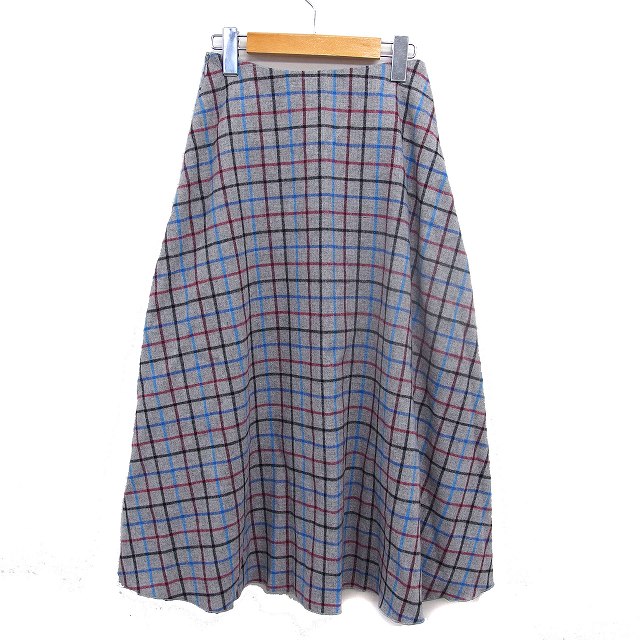【中古】ミラオーウェン Mila Owen ニット チェック フレア スカート レースアップ ミモレ丈 0 グレー /NT25 レディース 【ベクトル 古着】 261007 auc-vector-21312050 ブランド古着の買取販売ベクトル サンプル画像2