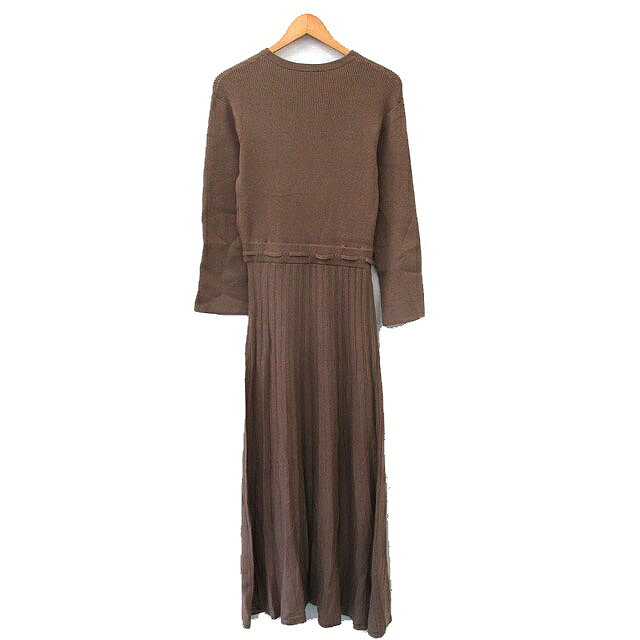 【中古】ミラオーウェン Mila Owen ウエストリボン プリーツ ニット ワンピース ロング 0 ブラウン 茶 /KT32 レディース 【ベクトル 古着】 261010 auc-vector-21321789 ブランド古着の買取販売ベクトル サンプル画像2