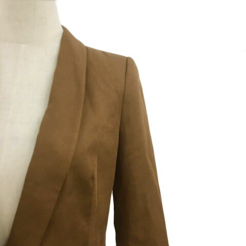 【中古】ザラ ベーシック ZARA BASIC ジャケット ショールカラー シングル 肩パッド付き センターベント 無地 USA S 茶 ブラウン レディース 【ベクトル 古着】 220111