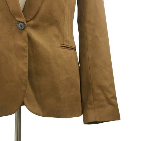 【中古】ザラ ベーシック ZARA BASIC ジャケット ショールカラー シングル 肩パッド付き センターベント 無地 USA S 茶 ブラウン レディース 【ベクトル 古着】 220111