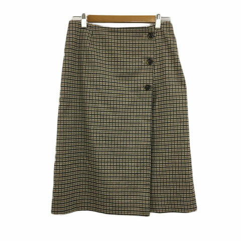 【中古】ナチュラルビューティーベーシック NATURAL BEAUTY BASIC スカート 台形 ラップ 膝丈 チェック L ベージュ 茶 ブラウン レディース 【ベクトル 古着】 221031 【中古】ナチュラルビューティーベーシック NATURAL BEAUTY BASIC スカート 台形 ラップ 膝丈 チェック L ベージュ 茶 ブラウン レディース 【ベクトル 古着】 221031