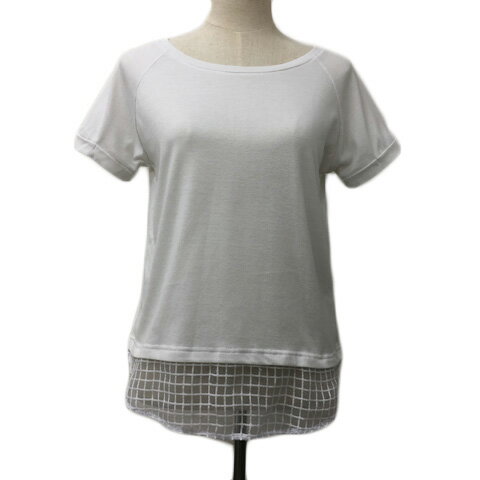 【中古】ナチュラルビューティーベーシック NATURAL BEAUTY BASIC カットソー プルオーバー ラウンドネック 切替 ドッキング 半袖 M 白 ホワイト レディース 【ベクトル 古着】 240508 【中古】ナチュラルビューティーベーシック NATURAL BEAUTY BASIC カットソー プルオーバー ラウンドネック 切替 ドッキング 半袖 M 白 ホワイト レディース 【ベクトル 古着】 240508