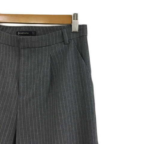【中古】ストラディバリウス stradivarius パンツ ワイド クロップド ストライプ タック USA 2 グレー レディース 【ベクトル 古着】 240315