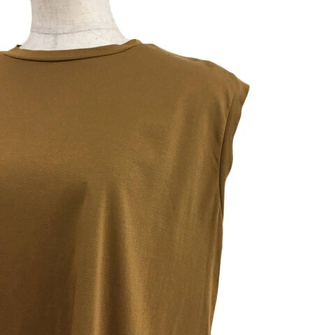【中古】イネド INED チュニック カットソー プルオーバー クルーネック 無地 スリット ノースリーブ 9 茶 ブラウン レディース 【ベクトル 古着】 240415