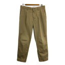 【中古】コーエン coen パンツ テーパード チノ ロング タック ジップフライ 無地 MEDIUM ベージュ メンズ 【ベクトル 古着】 240430(4)