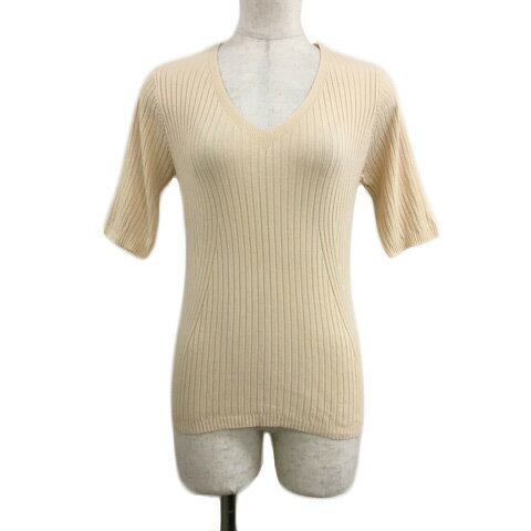 【中古】ドゥーラドゥーラ Doula Doula セーター ニット プルオーバー Vネック 無地 リブ 五分袖 ベージュ レディース 【ベクトル 古着】 240508