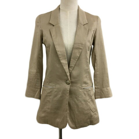 【中古】マックバイマニックス mc by manics ジャケット テーラード ミドル丈 無地 シングル リネン混 ロールアップ 長袖 1 ベージュ レディース 【ベクトル 古着】 240530 【中古】マックバイマニックス mc by manics ジャケット テーラード ミドル丈 無地 シングル リネン混 ロールアップ 長袖 1 ベージュ レディース 【ベクトル 古着】 240530