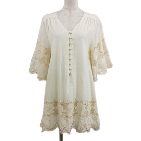 【中古】ランドリー Laundry crystalline チュニック カットソー Vネック レース 七分袖 F 白 ホワイト ベージュ レディース 【ベクトル 古着】 240604 【中古】ランドリー Laundry crystalline チュニック カットソー Vネック レース 七分袖 F 白 ホワイト ベージュ レディース 【ベクトル 古着】 240604