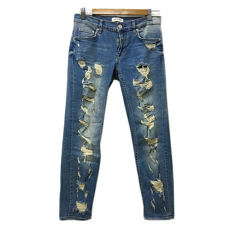 【中古】ザラウーマン ZARA WOMAN パンツ デニム ジーンズ スキニー ロング ジップフライ ダメージ加工 ローライズ ストレッチ USA 2 青 紺 ブルー ネイビー レディース 【ベクトル 古着】 240527 【中古】ザラウーマン ZARA WOMAN パンツ デニム ジーンズ スキニー ロング ジップフライ ダメージ加工 ローライズ ストレッチ USA 2 青 紺 ブルー ネイビー レディース 【ベクトル 古着】 240527