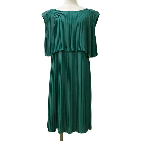 【中古】フリッカ FLICKA セットアップ ワンピース キャミワンピ Iライン 膝丈 カットソー プルオーバー レース リボン プリーツ 無地 ノースリーブ ...