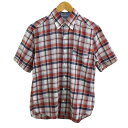 【中古】グリーンレーベルリラクシング ユナイテッドアローズ green label relaxing シャツ カジュアル ボタンダウン チェック 半袖 L 赤 ...