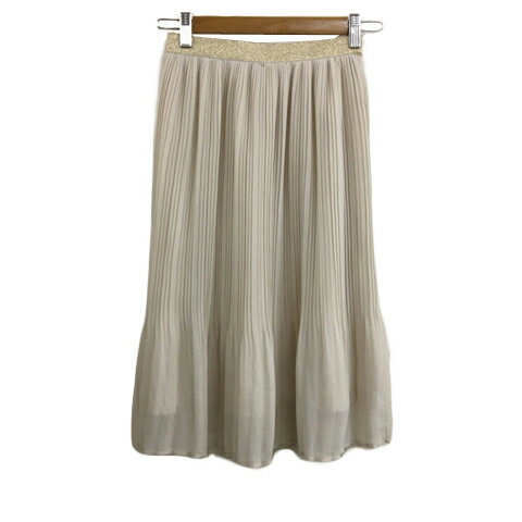 【中古】アー・ヴェ・ヴェ ミッシェルクラン a.v.v スカート フレア プリーツ 膝丈 ウエストゴム 無地 XS ベージュ 金 ゴールド レディース 【ベクトル 古着】 240618