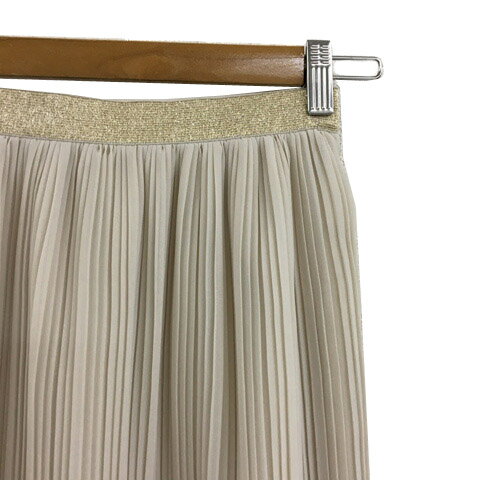 【中古】アー・ヴェ・ヴェ ミッシェルクラン a.v.v スカート フレア プリーツ 膝丈 ウエストゴム 無地 XS ベージュ 金 ゴールド レディース 【ベクトル 古着】 240618