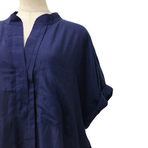 【中古】ダイアンフォンファステンバーグ DIANE von FURSTENBERG ワンピース シャツ チュニック Iライン ミニ スキッパー 無地 薄手 半袖 0 紺 紫 ネイビー パープル レディース 【ベクトル 古着】 240705