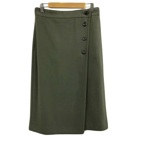 【中古】23区 オンワード樫山 スカート 台形 膝下 ミモレ ラップ風 ウエストゴム 40 緑 グリーン レディース 【ベクトル 古着】 240620