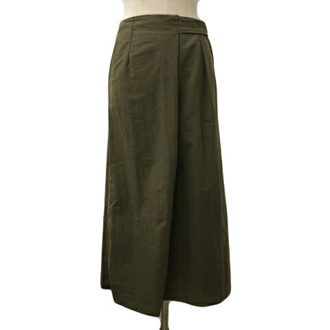 【中古】ビームスライツ BEAMS Lights スカート タイト ロング 無地 ベルト タック ナイロン 38 緑 茶 グリーン ブラウン レディース 【ベクトル 古着】 240725
