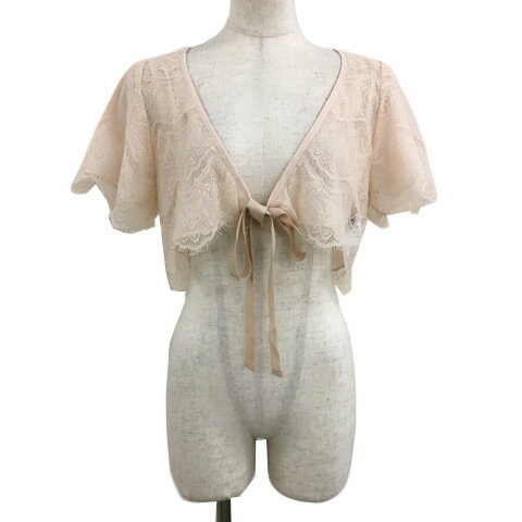 【中古】ランバンオンブルー LANVIN en Bleu カーディガン ボレロ Vネック ショート レース リボン リバーシブル ナイロン パーティー ..