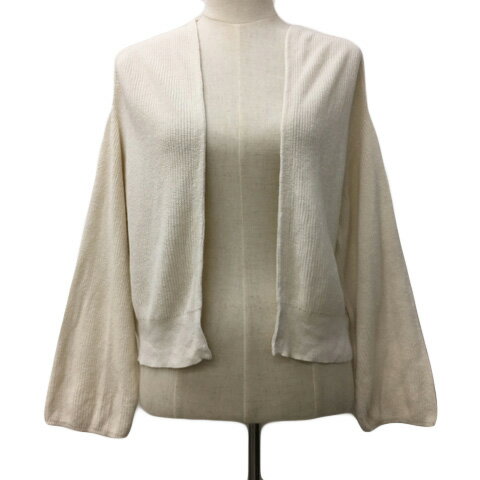 【中古】グリーンレーベルリラクシング ユナイテッドアローズ green label relaxing カーディガン ニット 前開き リネン混 無地 長袖 ベージュ 白 ホワイト レディース 【ベクトル 古着】 240621