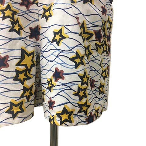 【中古】アミナ Amina サロペット ショート ベルト 総柄 白 黄 ホワイト イエロー レディース 【ベクトル 古着】 240625