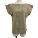 【中古】ジュンココシノ JUNKO KOSHINO カットソー ブラウス プルオーバー ボートネック ボーダー ストライプ ノースリーブ 茶 ベージュ ブラウン レディース 【ベクトル 古着】 240712
