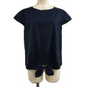 【中古】ナチュラルビューティーベーシック NATURAL BEAUTY BASIC ブラウス カットソー プルオーバー ラウンドネック 無地 リボン 半袖 M 紺 ネイビー レディース 【ベクトル 古着】 240628(4)