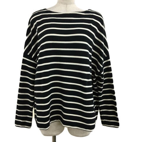 【中古】ロペ ROPE カットソー Tシャツ プルオーバー ボートネック ボーダー 長袖 38 黒 ベージュ ブラック レディース 【ベクトル 古着】 240705