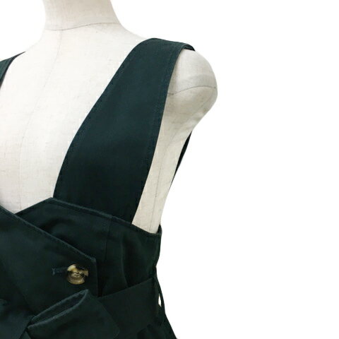 【中古】ダズリン dazzlin ジャンパースカート スカート 台形 膝下 ミモレ 2WAY ボタンダウン ハイウエスト リボンベルト 無地 S 緑 グリーン レディース 【ベクトル 古着】 240722