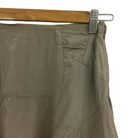 【中古】ボディドレッシングデラックス BODY DRESSING Deluxe スカート フレア 膝丈 シルク シアー 切替 無地 38 グレー 茶 ブラウン レディース 【ベクトル 古着】 240808