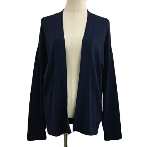 【中古】アダムエロペ Adam et Rope' カーディガン ニット ノーカラー 前開き 無地 長袖 M 紺 ネイビー レディース 【ベクトル 古着】 240919