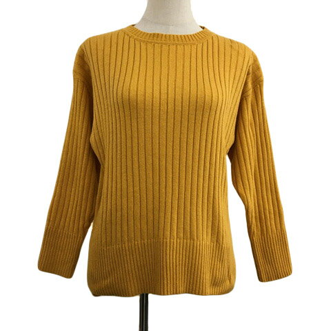 【中古】ナチュラルビューティーベーシック NATURAL BEAUTY BASIC セーター ニット プルオーバー クルーネック リブ 無地 長袖 M 黄 オレンジ イエロー レディース 【ベクトル 古着】 240920