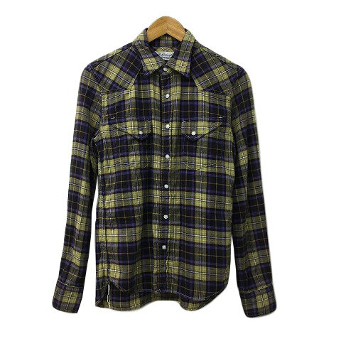 【中古】レミレリーフ REMI RELIEF The golden state シャツ ネル カジュアル スタンダード チェック 長袖 S 紫 黄 パープル イエロー メンズ 【ベクトル 古着】 241002