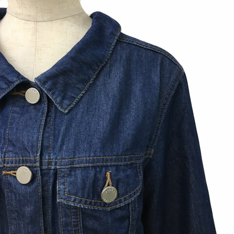 【中古】ジルバイジルスチュアート JILL by JILLSTUART ジャケット Gジャン スタンダード デニム 無地 レースアップ リボン 七分袖 M 紺 ネイビー レディース 【ベクトル 古着】 241003