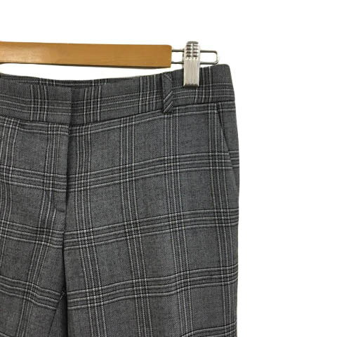 【中古】アイシービー iCB パンツ ストレート ロング グレンチェック センタ—プレス ウール 7 グレー 黒 ブラック レディース 【ベクトル 古着】 241004