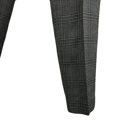【中古】アイシービー iCB パンツ ストレート ロング グレンチェック センタ—プレス ウール 7 グレー 黒 ブラック レディース 【ベクトル 古着】 241004
