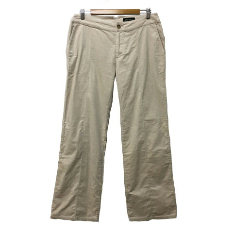 【中古】エディーバウアー EDDIE BAUER パンツ ストレート ロング センターシーム ベロア調 無地 P10 ベージュ レディース 【ベクトル 古着】 241011