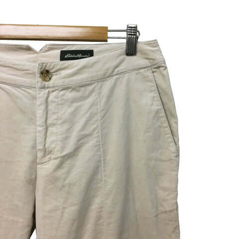 【中古】エディーバウアー EDDIE BAUER パンツ ストレート ロング センターシーム ベロア調 無地 P10 ベージュ レディース 【ベクトル 古着】 241011
