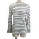 【中古】イッカ ikka カットソー Tシャツ プルオーバー モックネック メロウ リブ ボーダー 長袖 M 白 水色 ホワイト ライトブルー レディース 【ベクトル 古着】 241021(4)